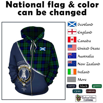 MacCallum Modern Tartan Hoodie with Personalised National Flag and Family Crest Half Style