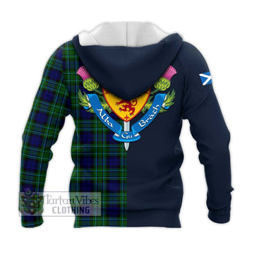 MacCallum Modern Tartan Knitted Hoodie Alba with Scottish Lion Royal Arm Half Style