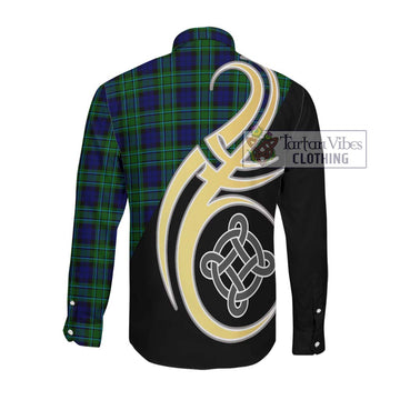 MacCallum Modern Tartan Long Sleeve Button Shirt with Family Crest and Celtic Symbol Style