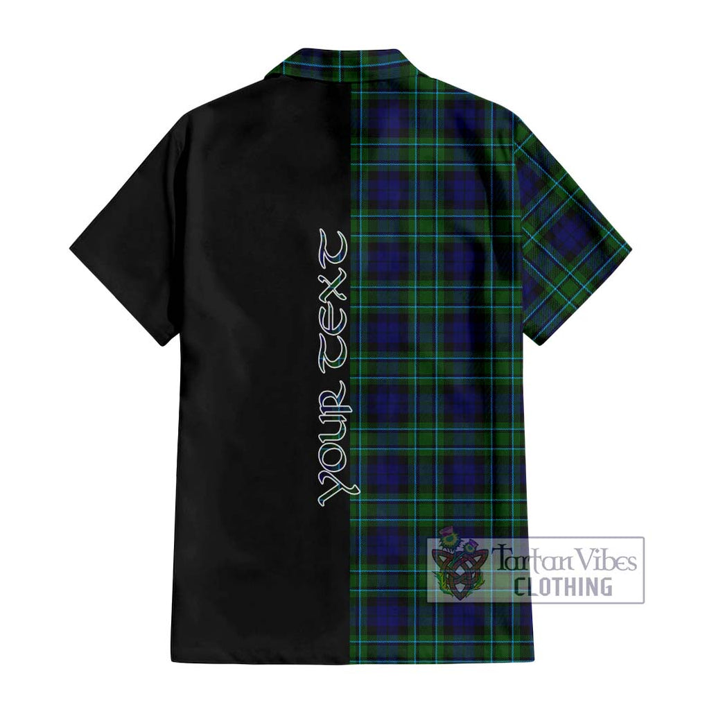 MacCallum Modern Tartan Short Sleeve Button Shirt with Family Crest and Half Of Me Style - Tartanvibesclothing Shop