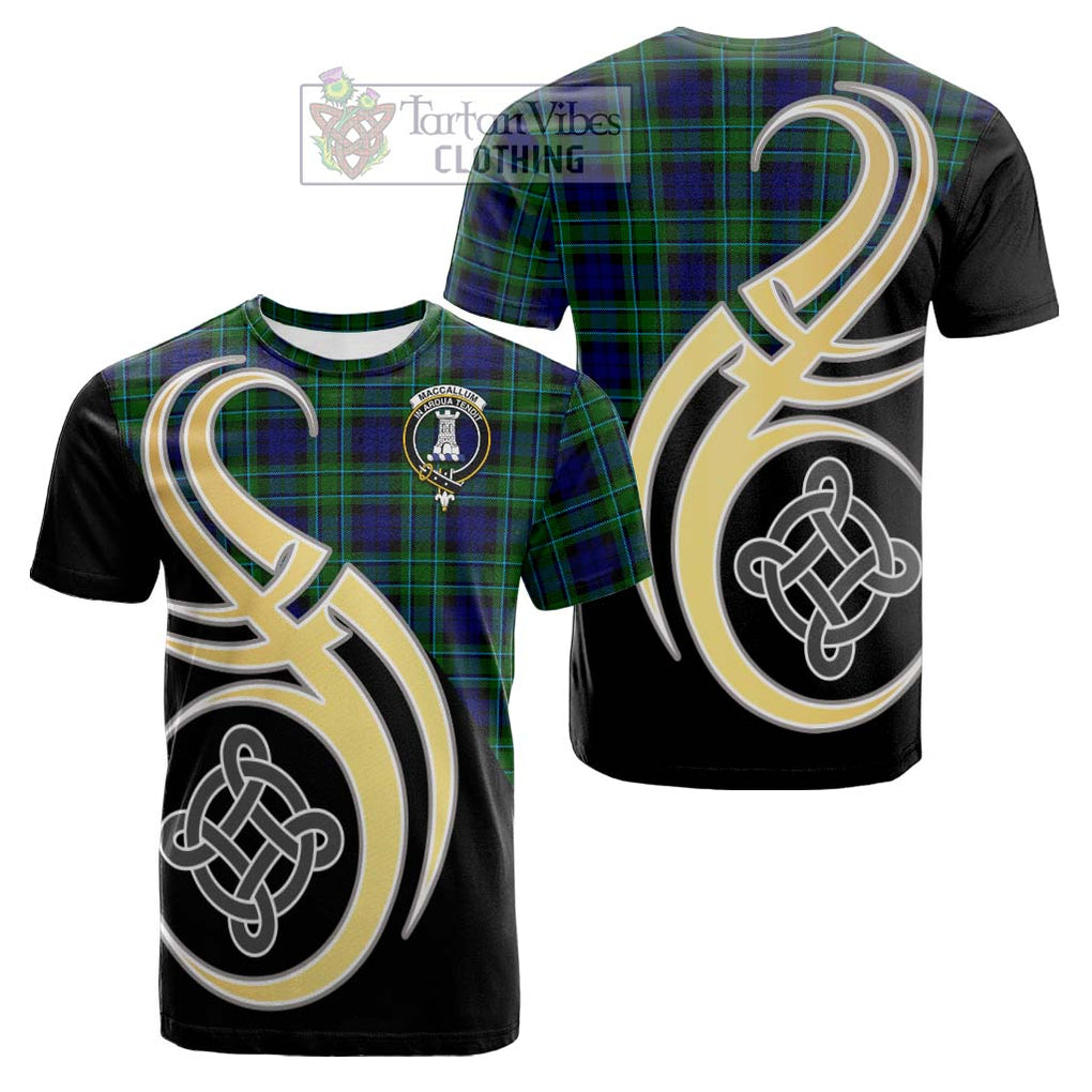 Tartan Vibes Clothing MacCallum Modern Tartan Cotton T-shirt with Family Crest and Celtic Symbol Style