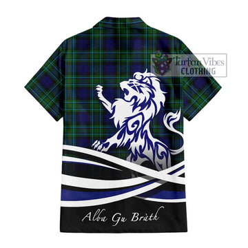 MacCallum Modern Tartan Short Sleeve Button Shirt with Alba Gu Brath Regal Lion Emblem