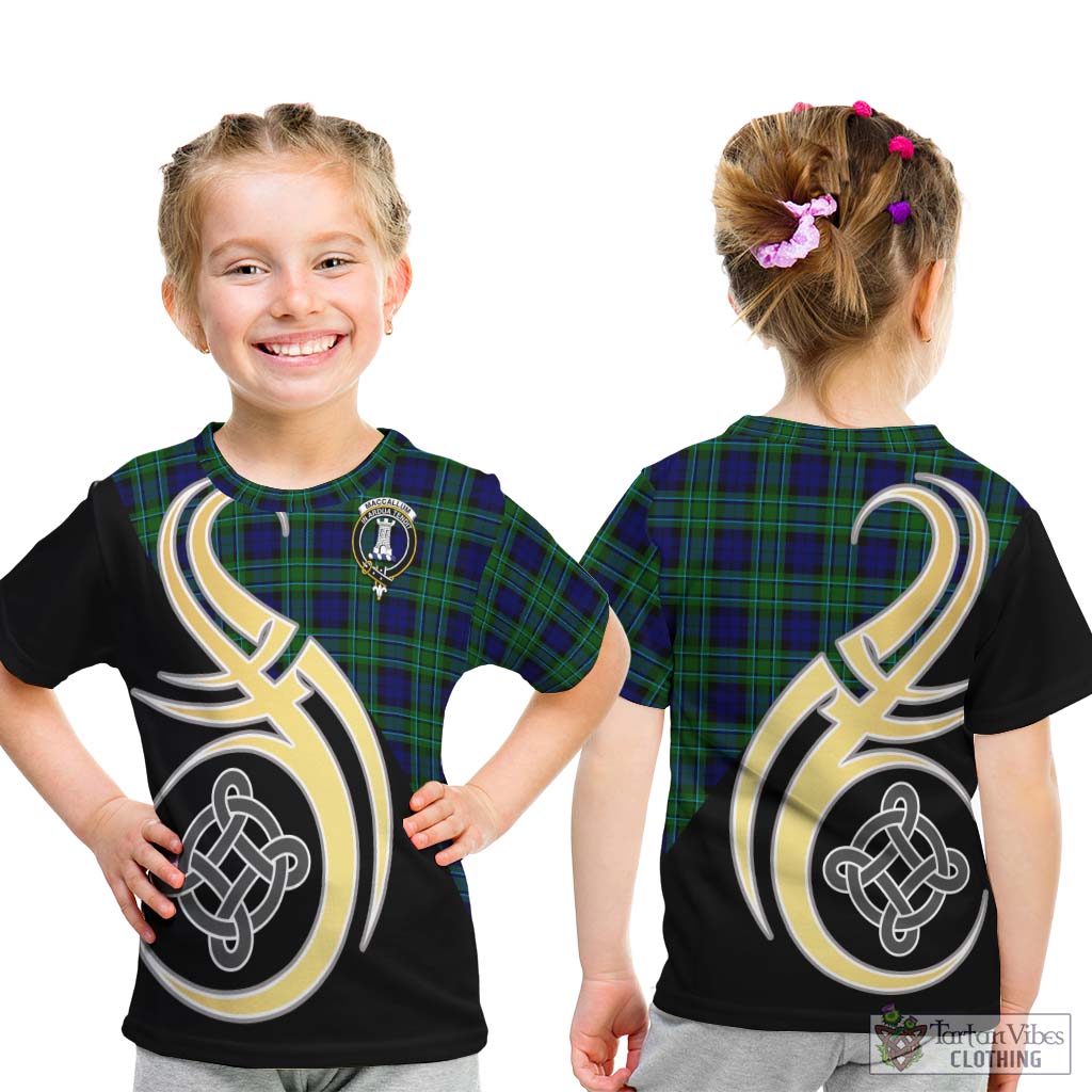 MacCallum Modern Tartan Kid T-Shirt with Family Crest and Celtic Symbol Style - Tartan Vibes Clothing