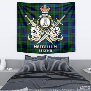 MacCallum Modern Tartan Tapestry with Clan Crest and the Golden Sword of Courageous Legacy