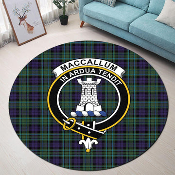 MacCallum Modern Tartan Round Rug with Family Crest