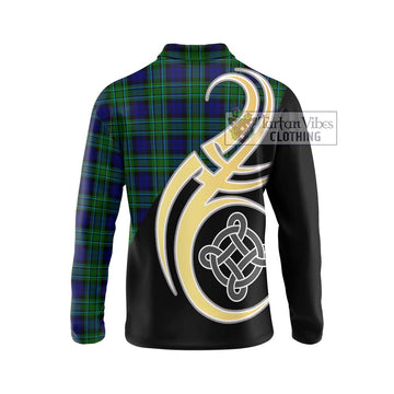 MacCallum Modern Tartan Long Sleeve Polo Shirt with Family Crest and Celtic Symbol Style