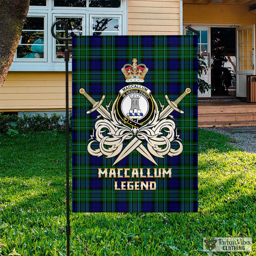 Tartan Vibes Clothing MacCallum Modern Tartan Flag with Clan Crest and the Golden Sword of Courageous Legacy