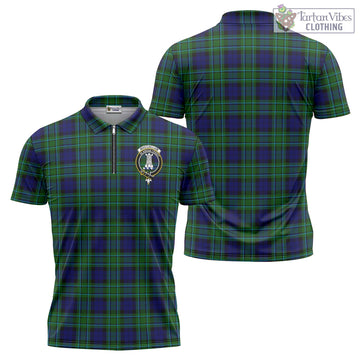 MacCallum Modern Tartan Zipper Polo Shirt with Family Crest