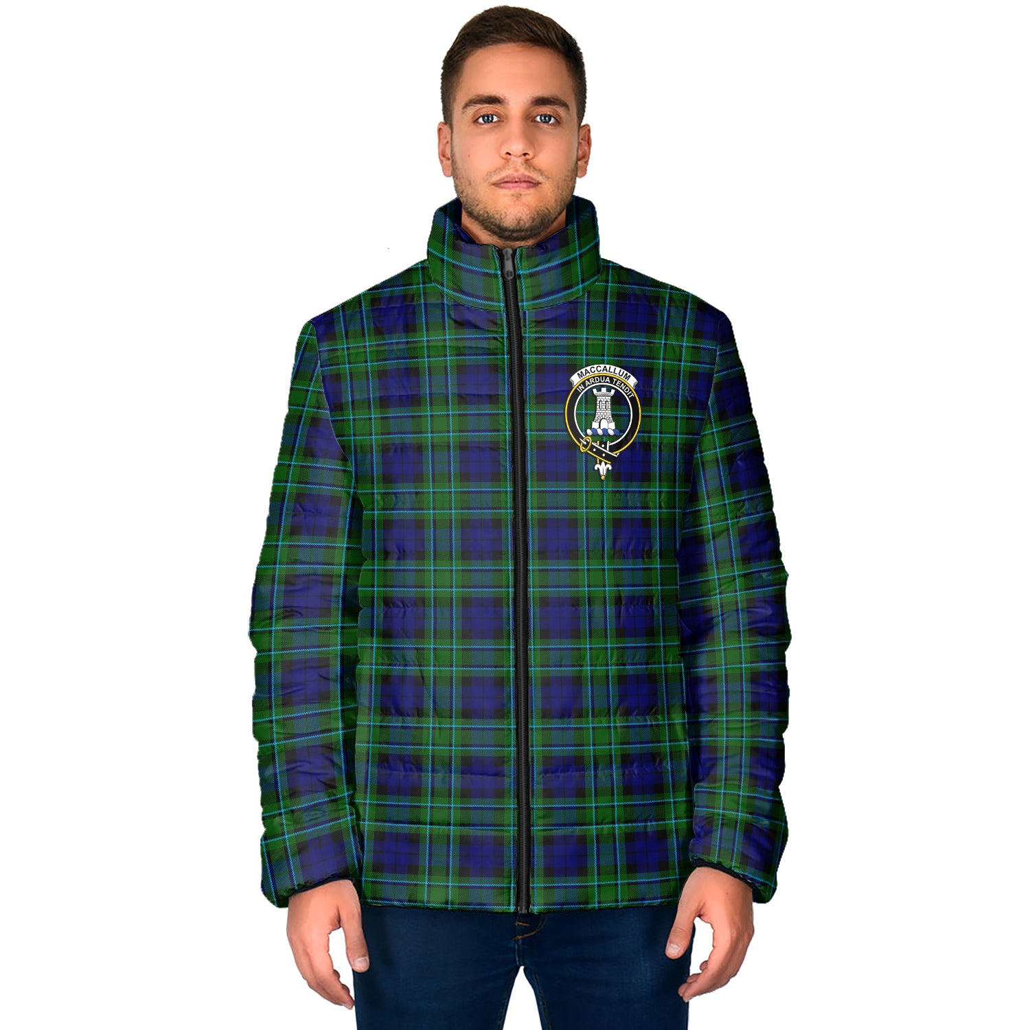 MacCallum Modern Tartan Padded Jacket with Family Crest - Tartan Vibes Clothing