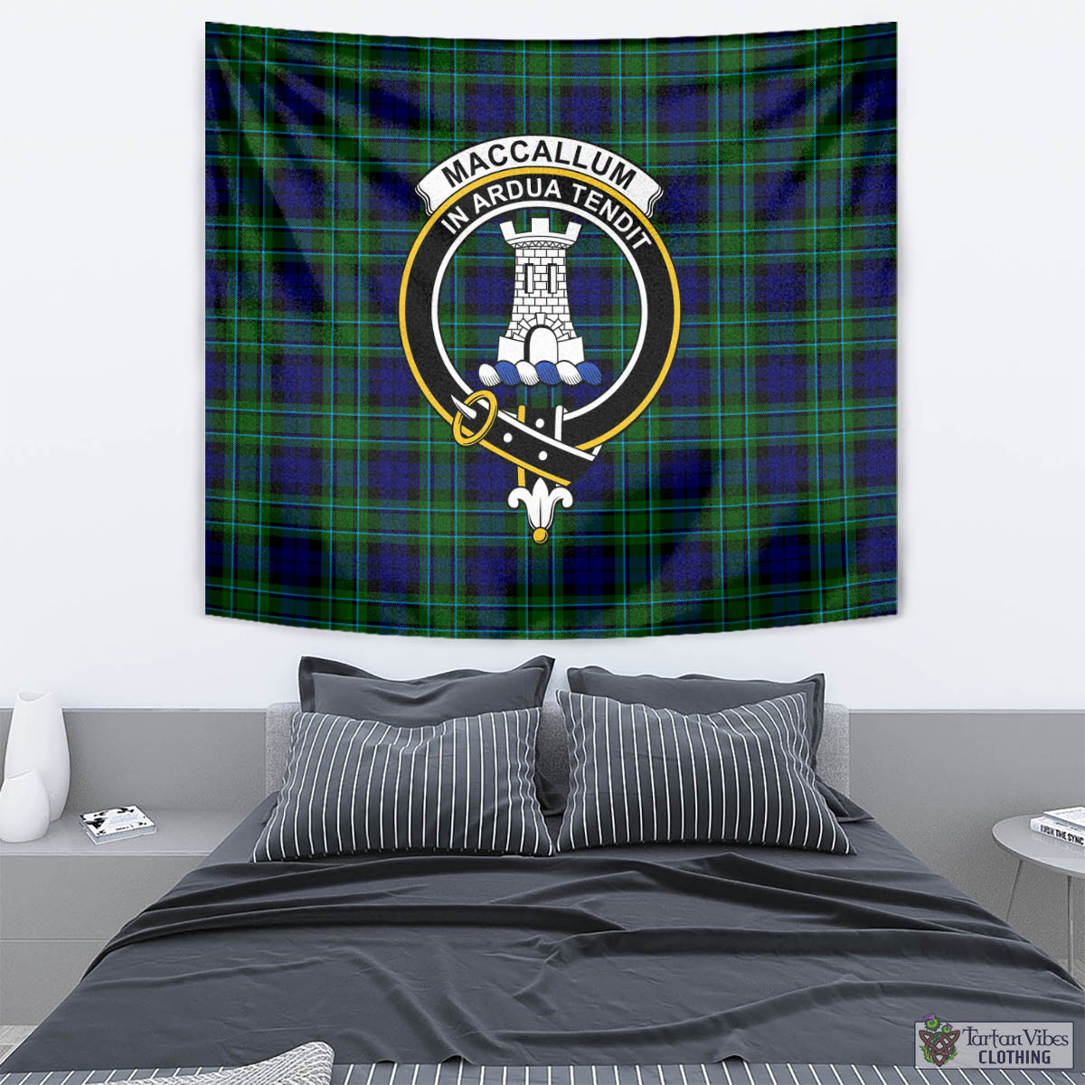 Tartan Vibes Clothing MacCallum Modern Tartan Tapestry Wall Hanging and Home Decor for Room with Family Crest