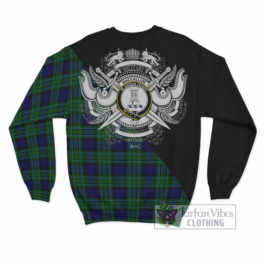 MacCallum Modern Tartan Sweatshirt with Family Crest and Military Logo Style - Tartanvibesclothing Shop