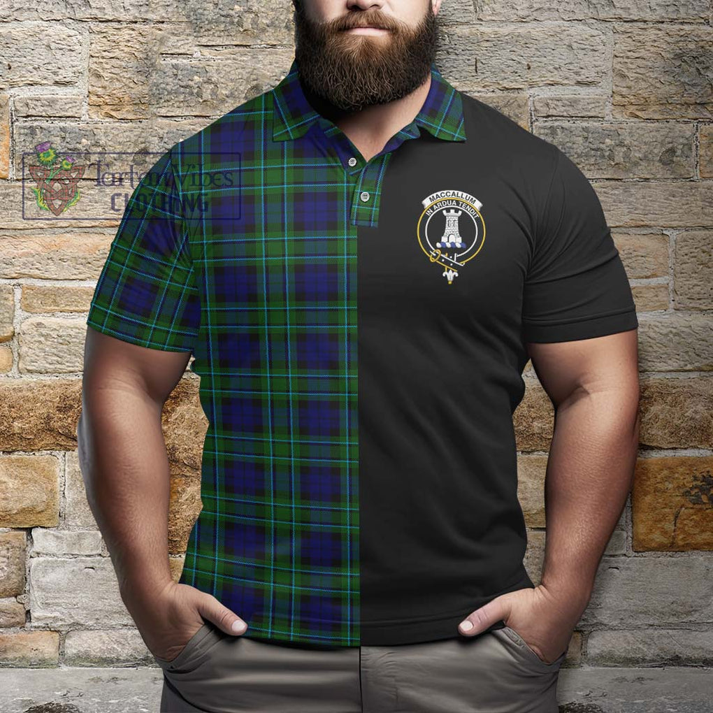 MacCallum Modern Tartan Polo Shirt with Family Crest and Half Of Me Style - Tartanvibesclothing Shop