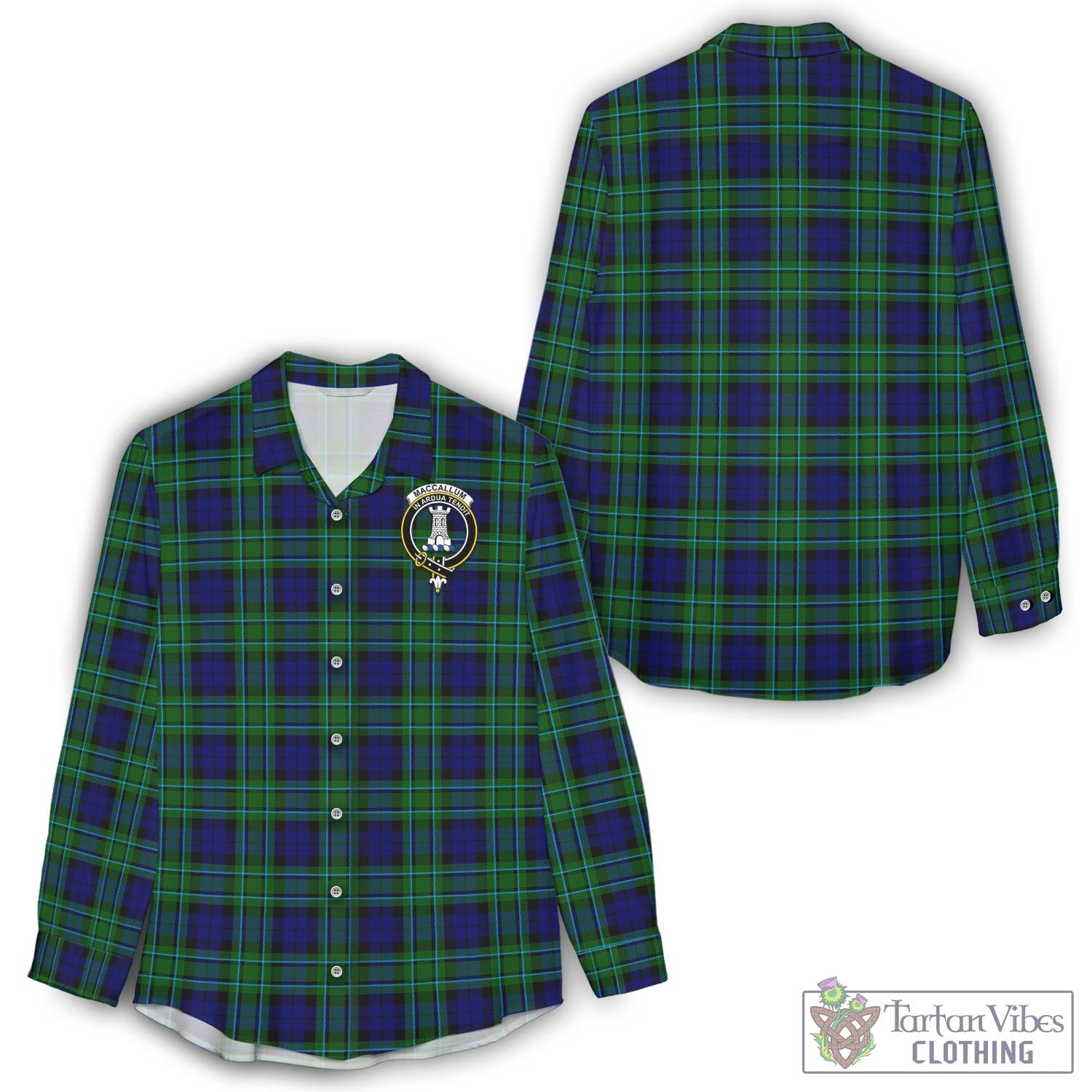 Tartan Vibes Clothing MacCallum Modern Tartan Womens Casual Shirt with Family Crest