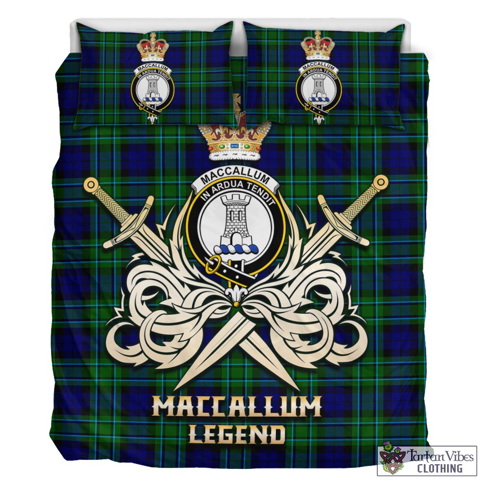 Tartan Vibes Clothing MacCallum Modern Tartan Bedding Set with Clan Crest and the Golden Sword of Courageous Legacy