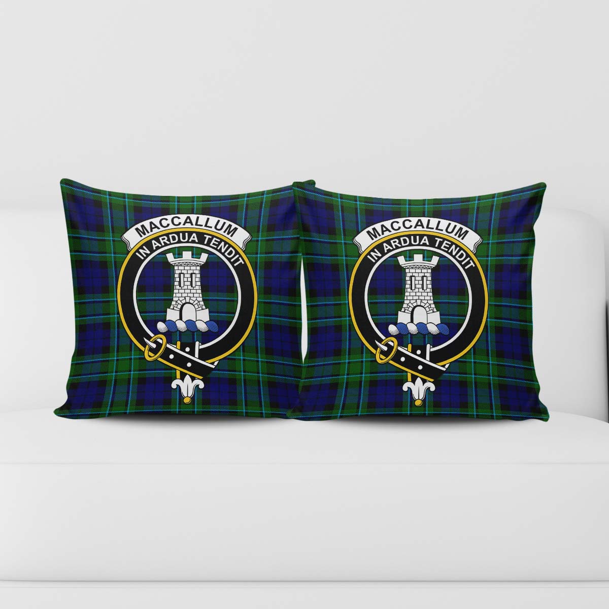 MacCallum Modern Tartan Pillow Cover with Family Crest - Tartanvibesclothing