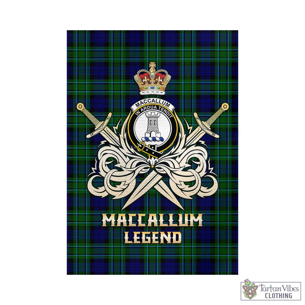 Tartan Vibes Clothing MacCallum Modern Tartan Flag with Clan Crest and the Golden Sword of Courageous Legacy