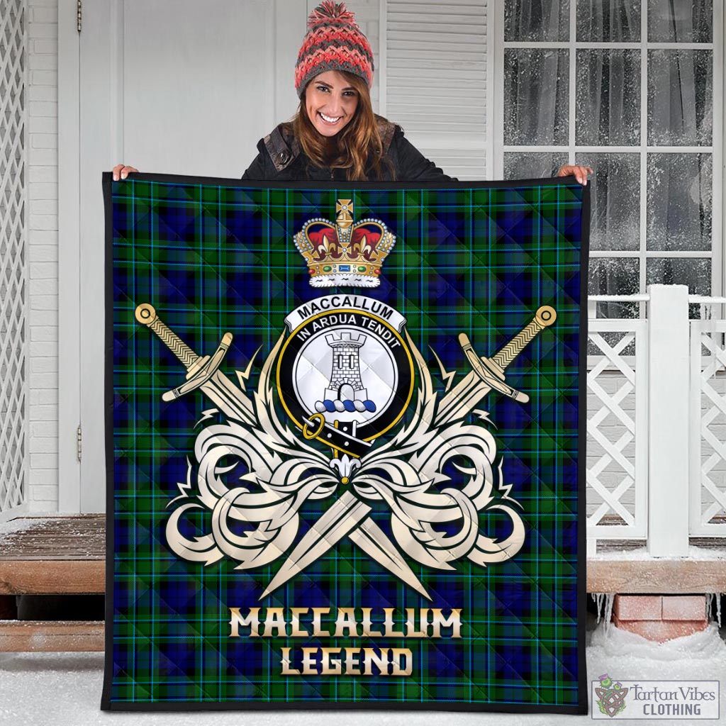 Tartan Vibes Clothing MacCallum Modern Tartan Quilt with Clan Crest and the Golden Sword of Courageous Legacy