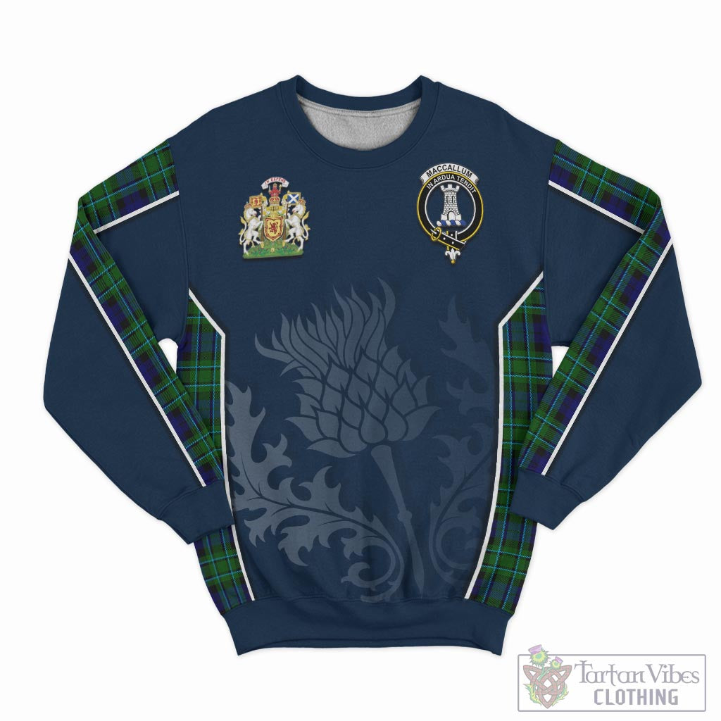 Tartan Vibes Clothing MacCallum Modern Tartan Sweatshirt with Family Crest and Scottish Thistle Vibes Sport Style