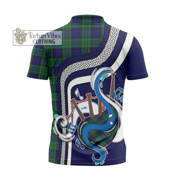 MacCallum Modern Tartan Zipper Polo Shirt with Epic Bagpipe Style