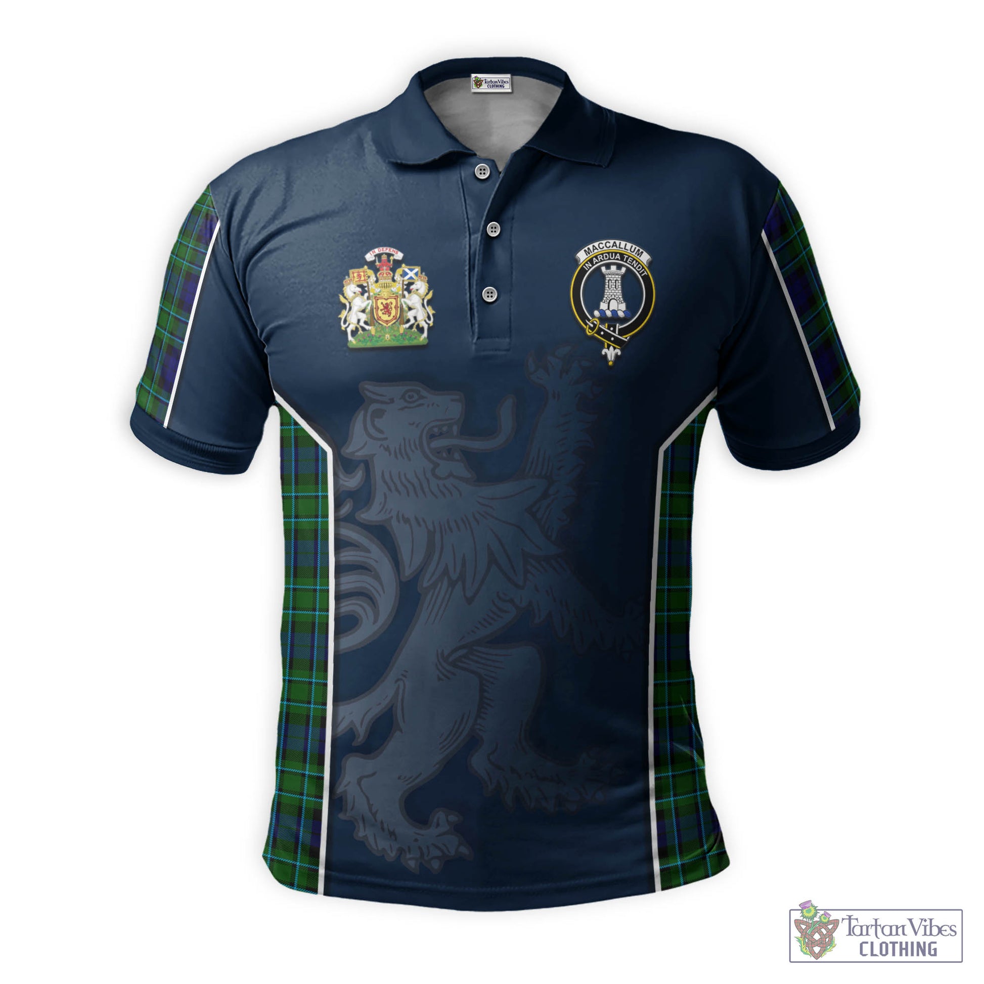 Tartan Vibes Clothing MacCallum Modern Tartan Men's Polo Shirt with Family Crest and Lion Rampant Vibes Sport Style