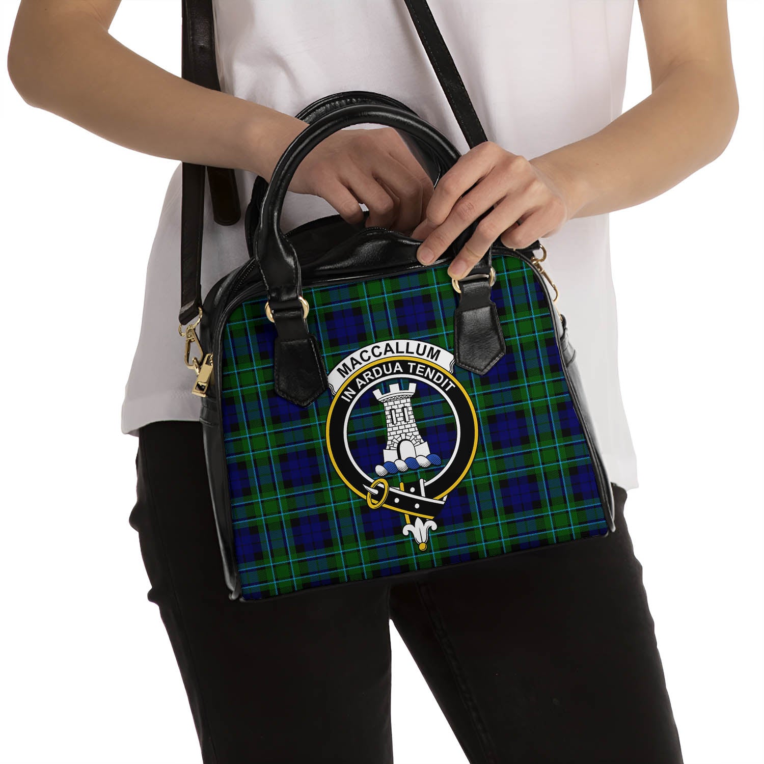 MacCallum Modern Tartan Shoulder Handbags with Family Crest - Tartanvibesclothing