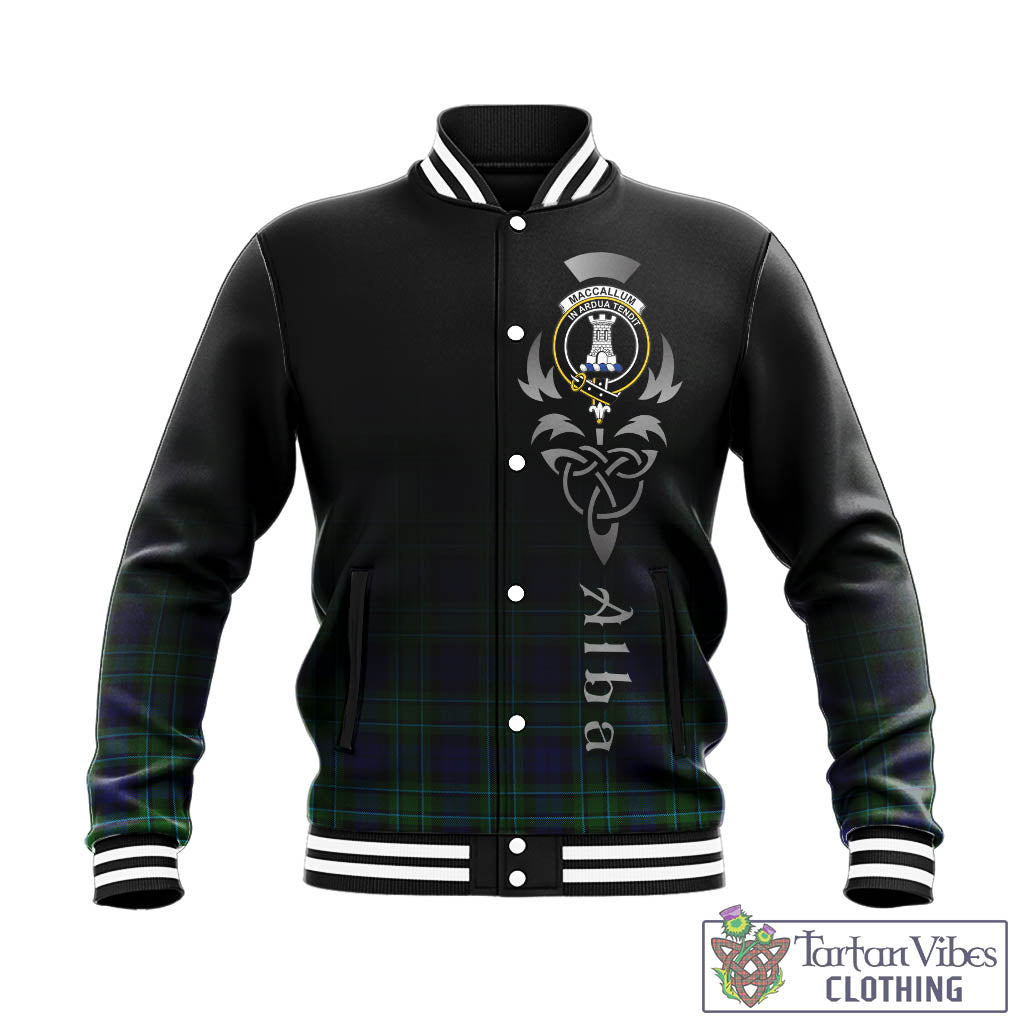 Tartan Vibes Clothing MacCallum Modern Tartan Baseball Jacket Featuring Alba Gu Brath Family Crest Celtic Inspired