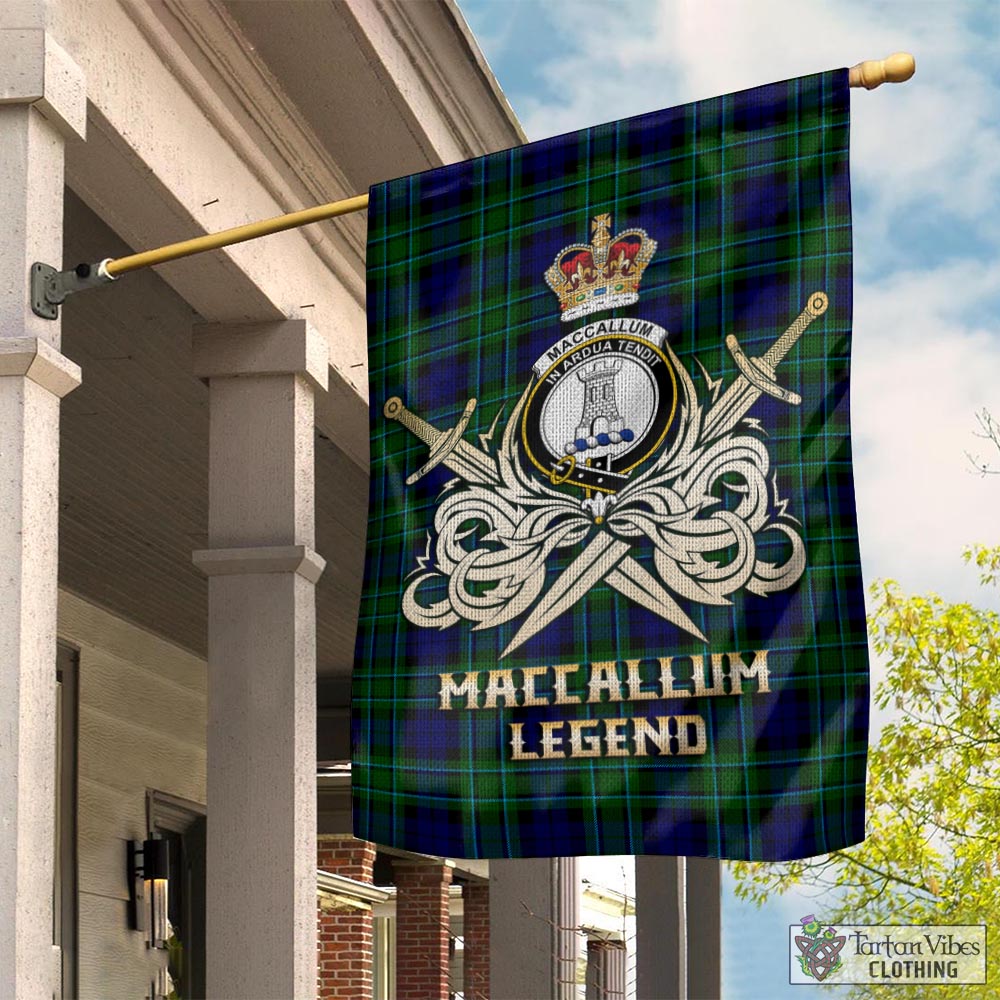 Tartan Vibes Clothing MacCallum Modern Tartan Flag with Clan Crest and the Golden Sword of Courageous Legacy