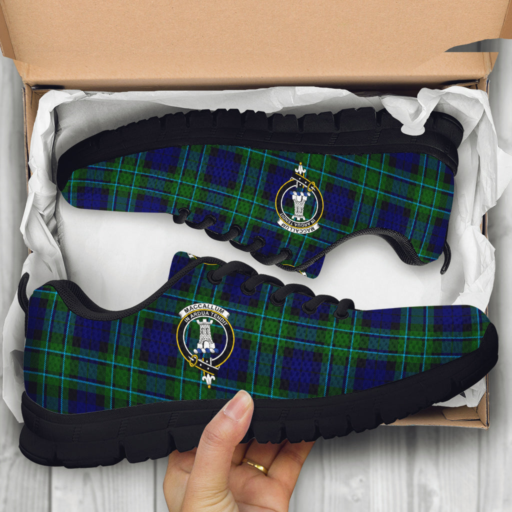 MacCallum Modern Tartan Sneakers with Family Crest - Tartan Vibes Clothing