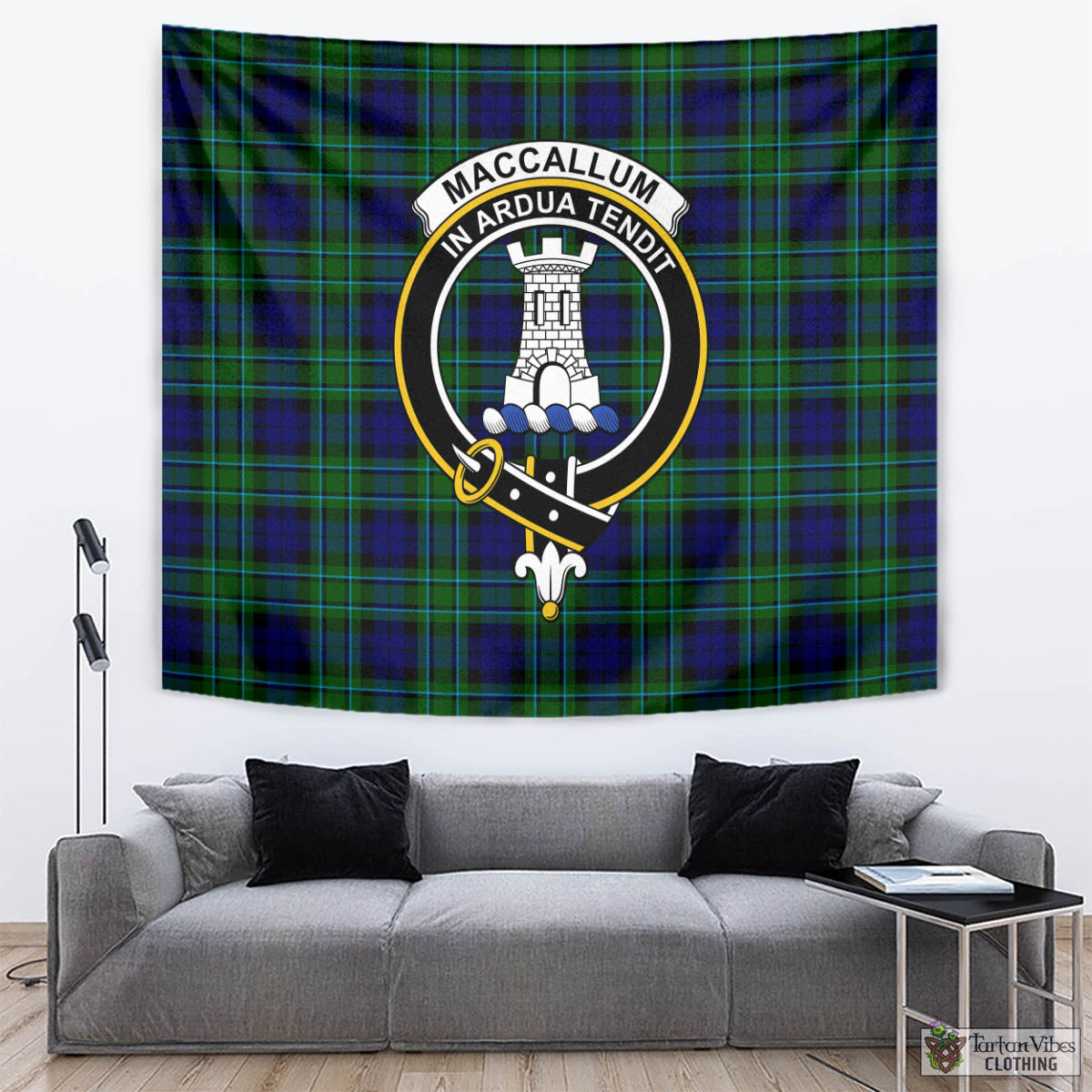 Tartan Vibes Clothing MacCallum Modern Tartan Tapestry Wall Hanging and Home Decor for Room with Family Crest