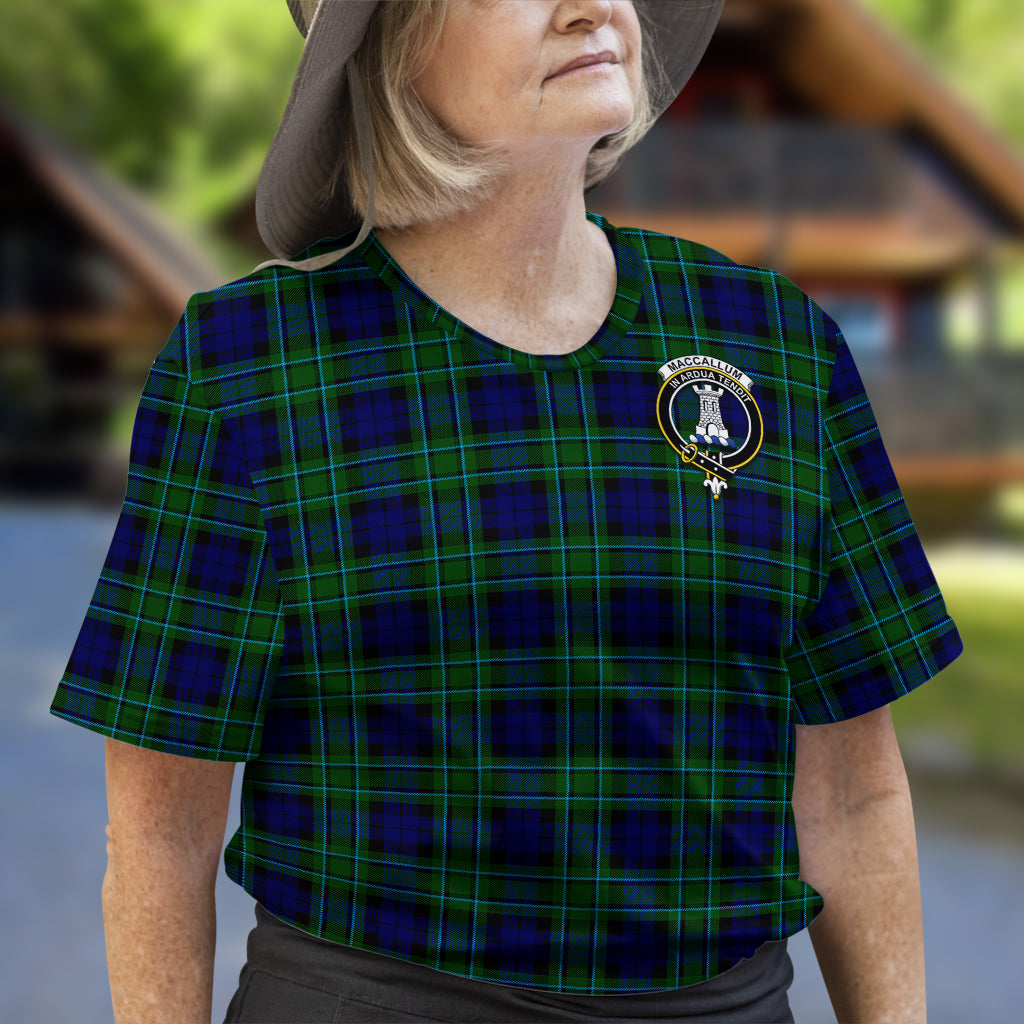 MacCallum Modern Tartan T-Shirt with Family Crest - Tartan Vibes Clothing