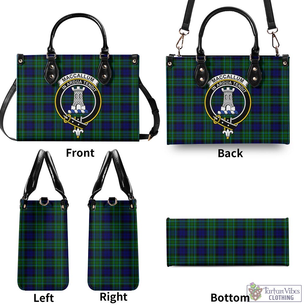 Tartan Vibes Clothing MacCallum Modern Tartan Luxury Leather Handbags with Family Crest