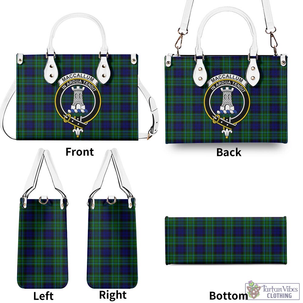 Tartan Vibes Clothing MacCallum Modern Tartan Luxury Leather Handbags with Family Crest