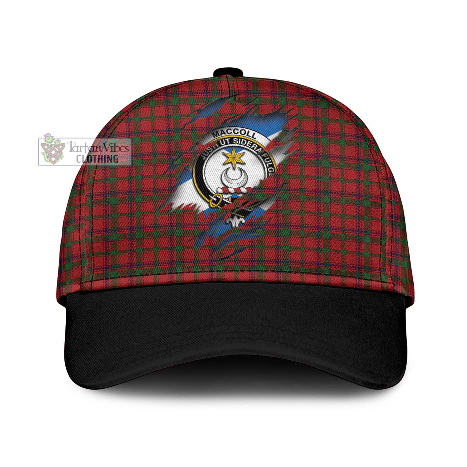 Tartan Vibes Clothing MacColl Tartan Classic Cap with Family Crest In Me Style