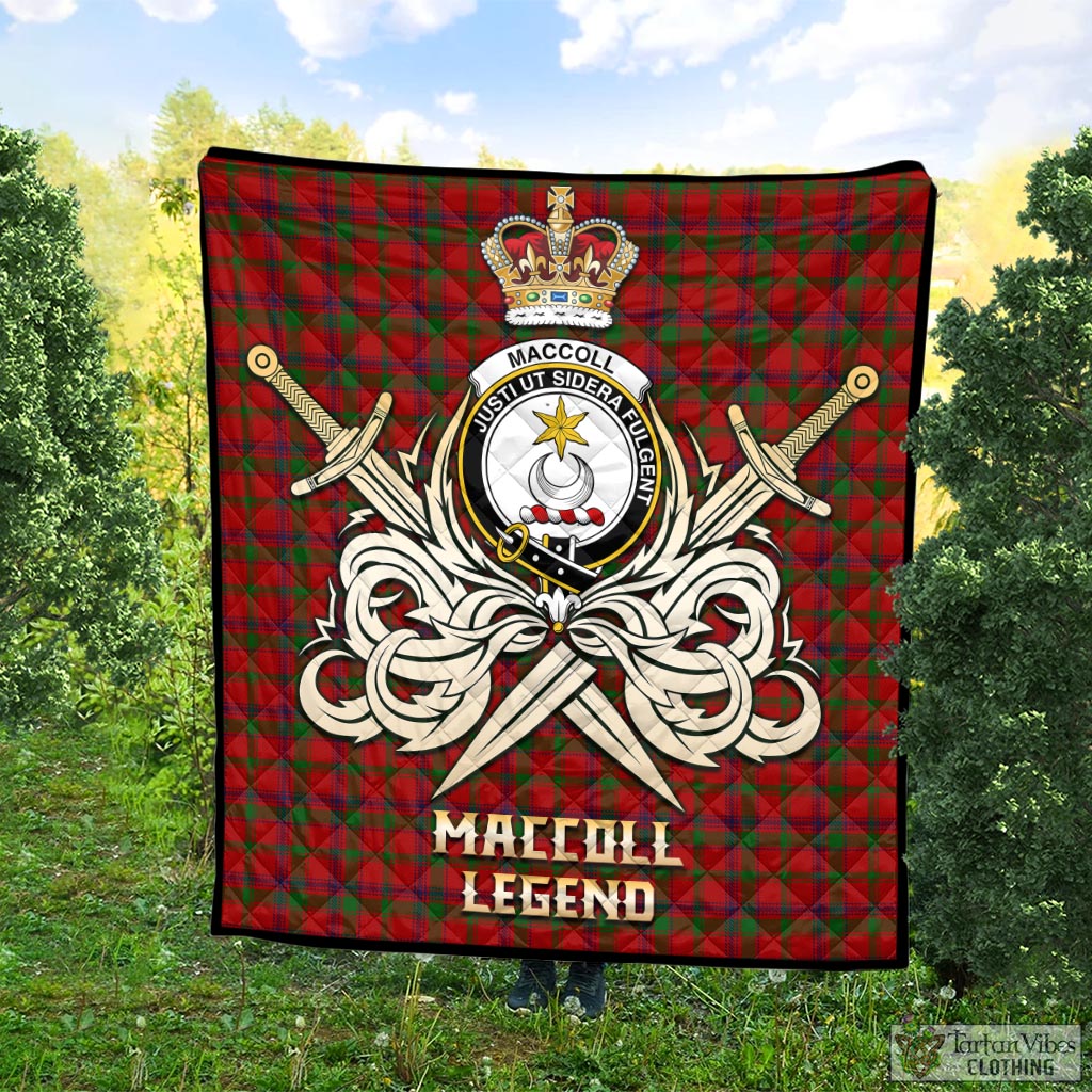 Tartan Vibes Clothing MacColl Tartan Quilt with Clan Crest and the Golden Sword of Courageous Legacy