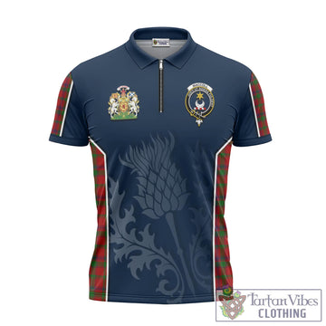 MacColl (McColl) Tartan Zipper Polo Shirt with Family Crest and Scottish Thistle Vibes Sport Style Unisex - Tartan Vibes Clothing