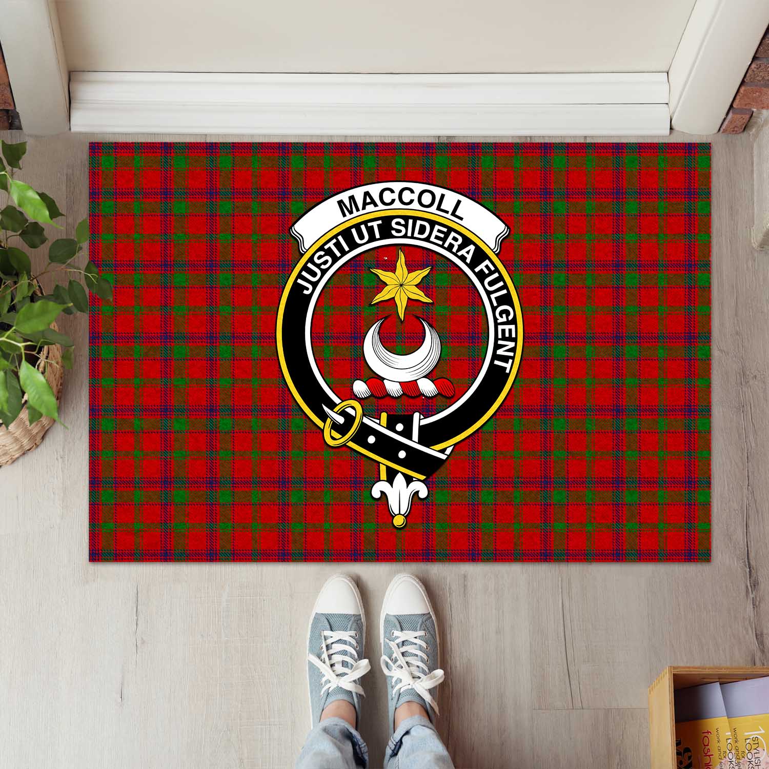 MacColl Tartan Door Mat with Family Crest - Tartanvibesclothing