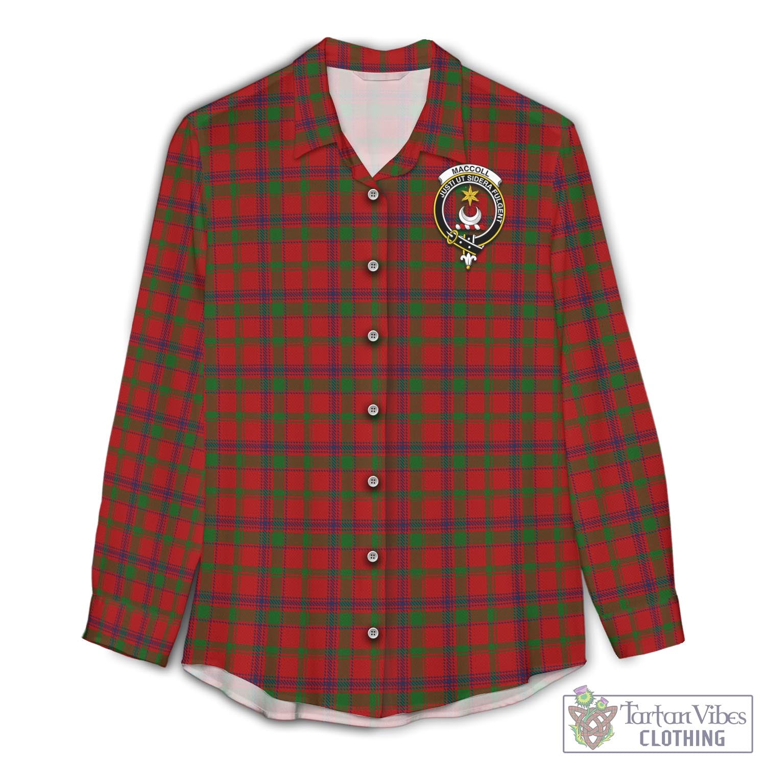 Tartan Vibes Clothing MacColl Tartan Womens Casual Shirt with Family Crest