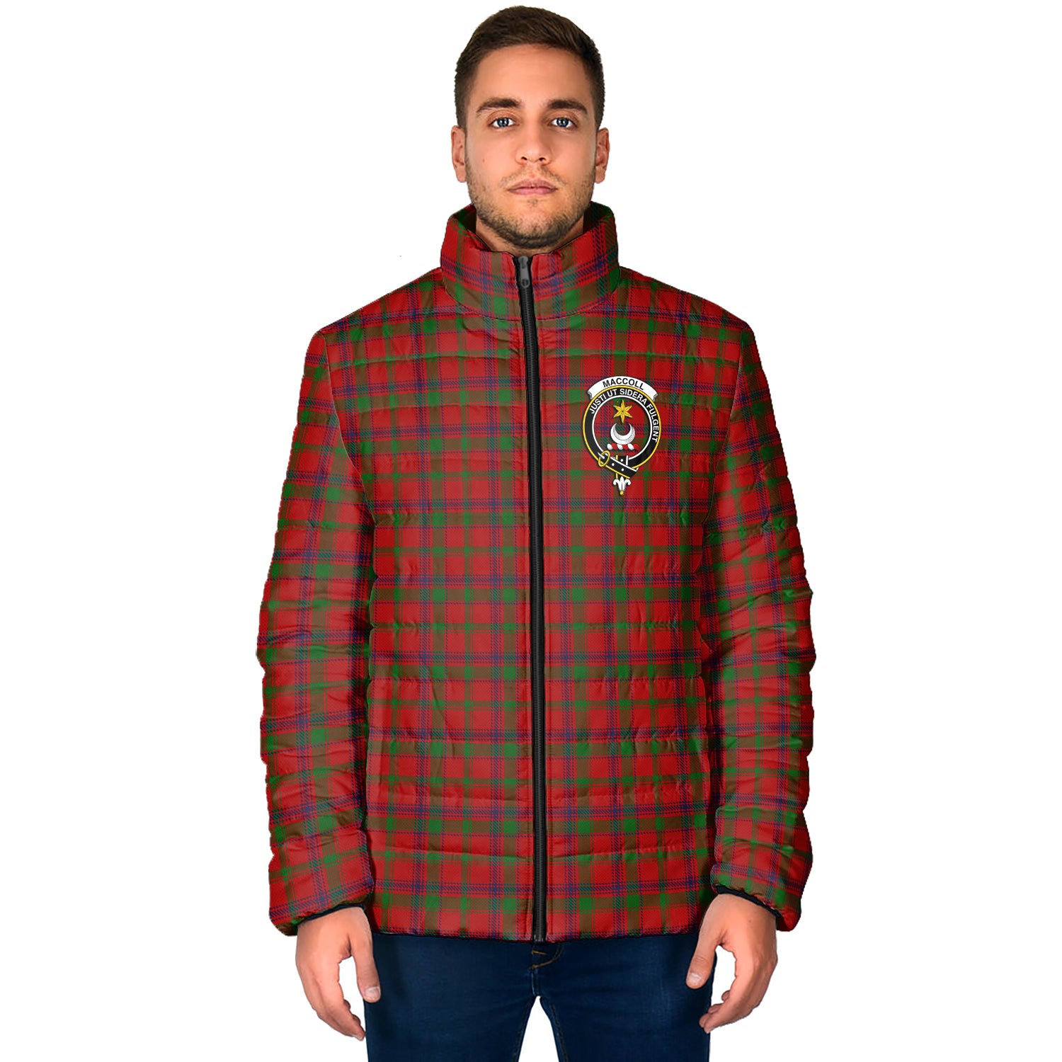 MacColl (McColl) Tartan Padded Jacket with Family Crest - Tartan Vibes Clothing