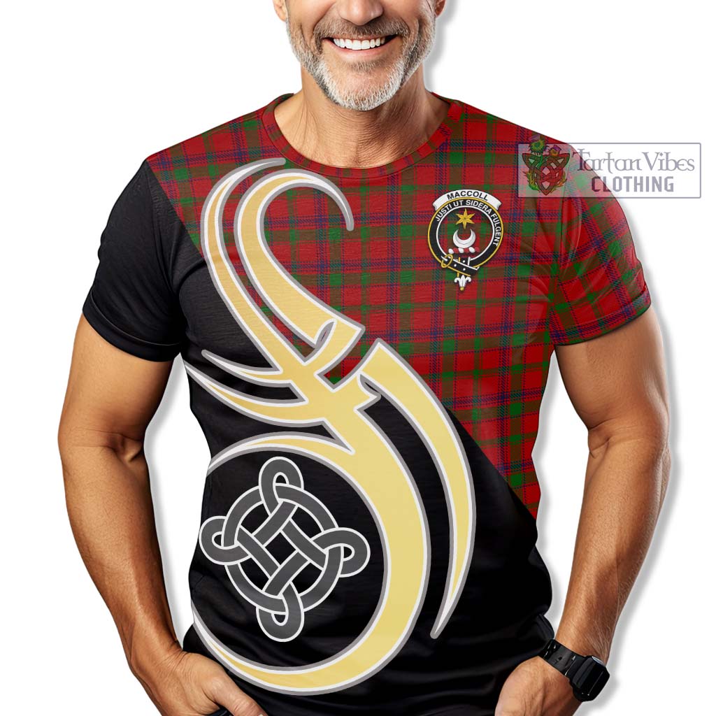 Tartan Vibes Clothing MacColl Tartan T-Shirt with Family Crest and Celtic Symbol Style