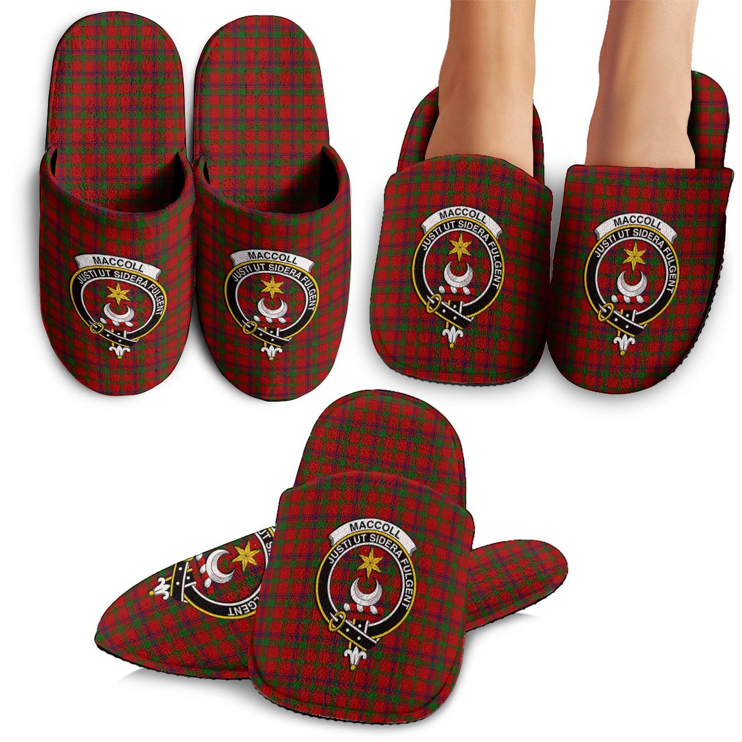 MacColl Tartan Home Slippers with Family Crest - Tartanvibesclothing