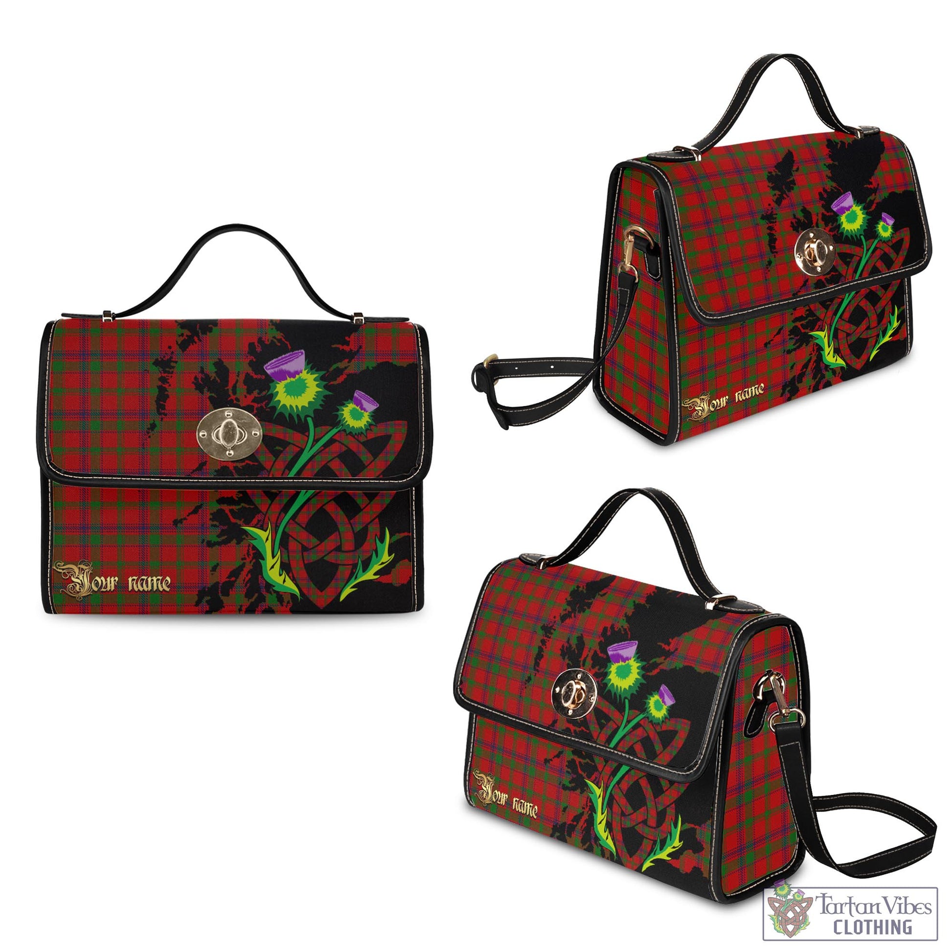 Tartan Vibes Clothing MacColl Tartan Waterproof Canvas Bag with Scotland Map and Thistle Celtic Accents