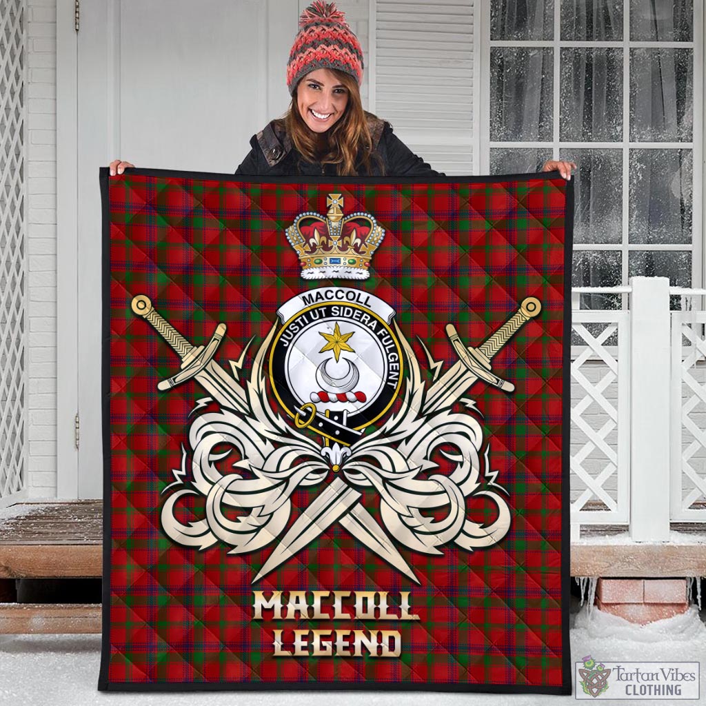 Tartan Vibes Clothing MacColl Tartan Quilt with Clan Crest and the Golden Sword of Courageous Legacy