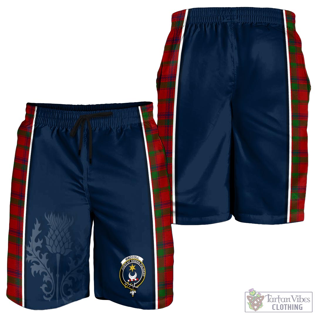 Tartan Vibes Clothing MacColl Tartan Men's Shorts with Family Crest and Scottish Thistle Vibes Sport Style