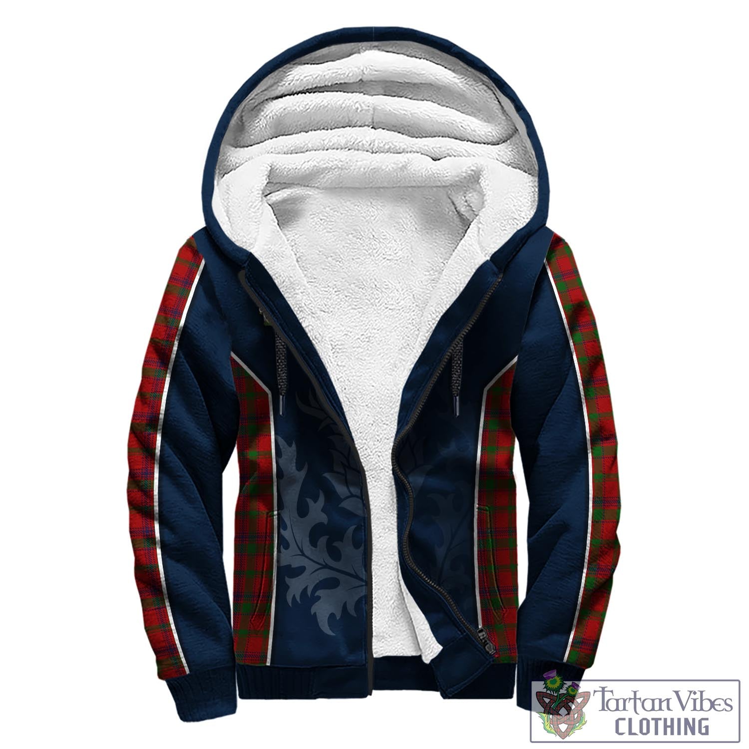 Tartan Vibes Clothing MacColl Tartan Sherpa Hoodie with Family Crest and Scottish Thistle Vibes Sport Style