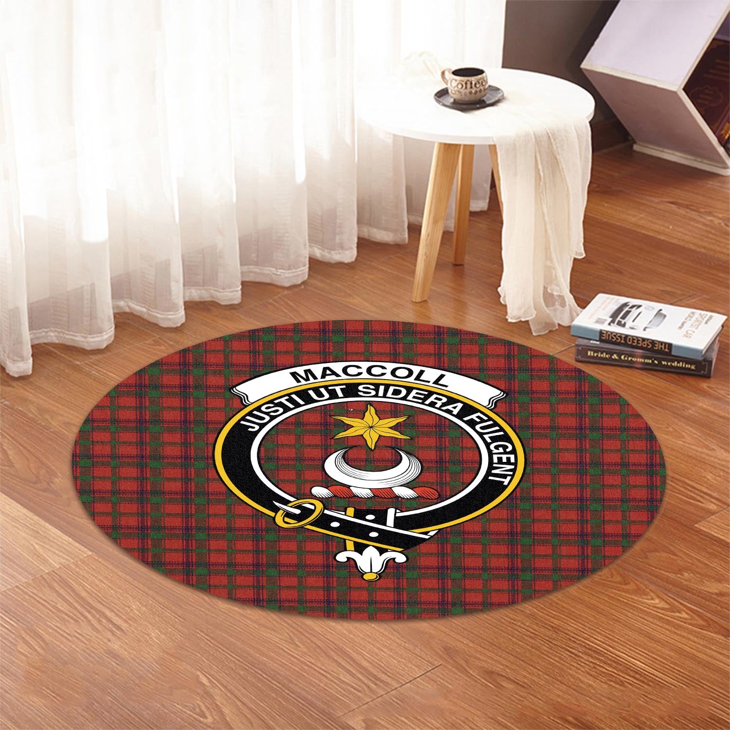 maccoll-tartan-round-rug-with-family-crest