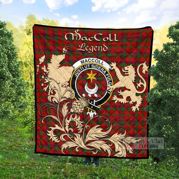 MacColl (McColl) Tartan Quilt with Family Crest and Scottish Symbol Style