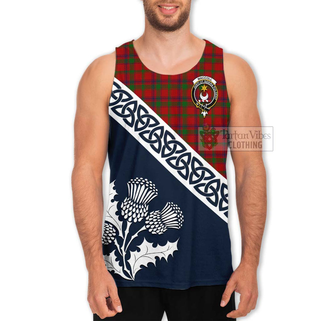 Tartan Vibes Clothing MacColl (McColl) Tartan Men's Tank Top Featuring Thistle and Scotland Map