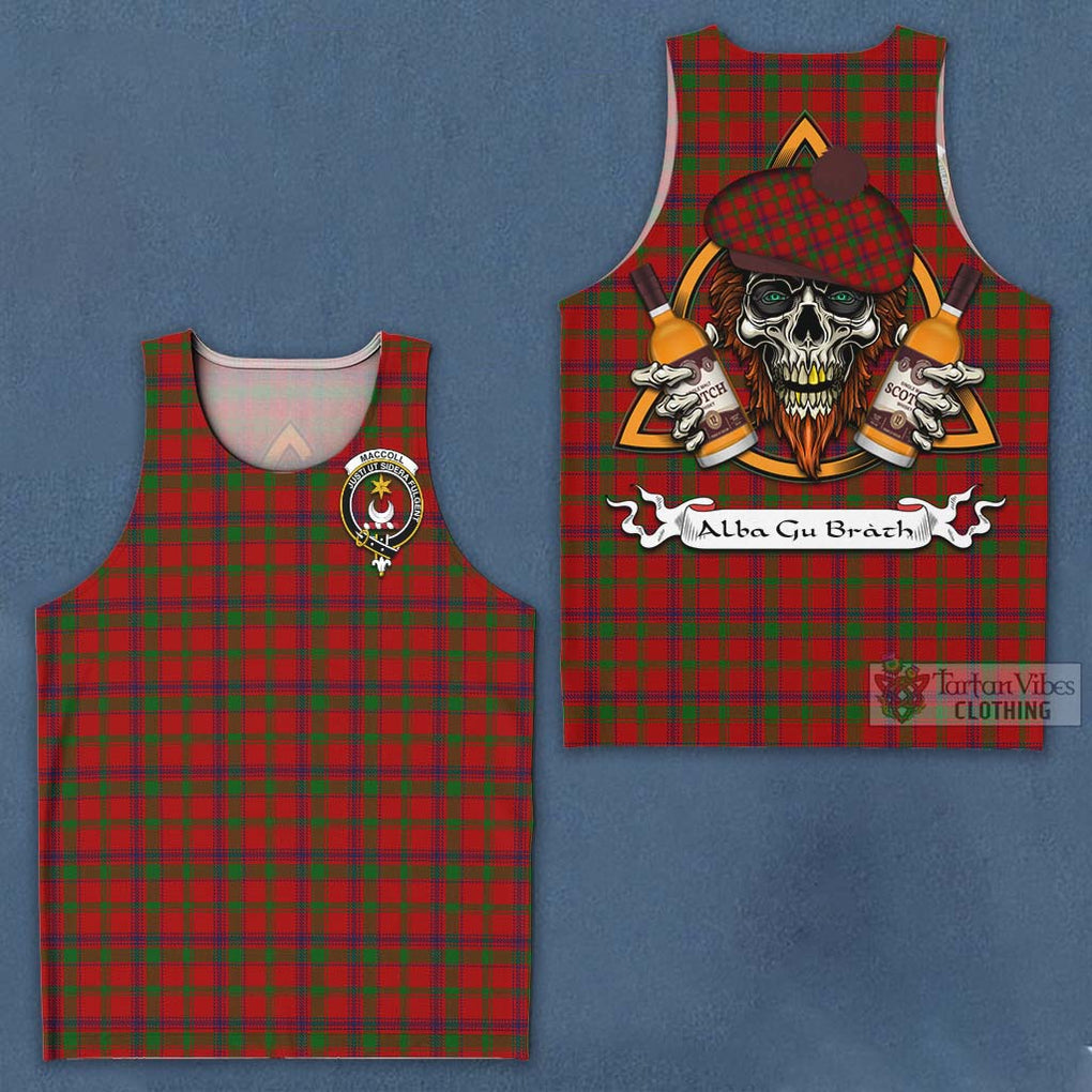 Tartan Vibes Clothing MacColl (McColl) Tartan Men's Tank Top with Family Crest and Bearded Skull Holding Bottles of Whiskey