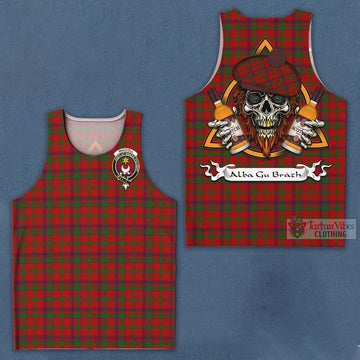 MacColl (McColl) Tartan Men's Tank Top with Family Crest and Bearded Skull Holding Bottles of Whiskey