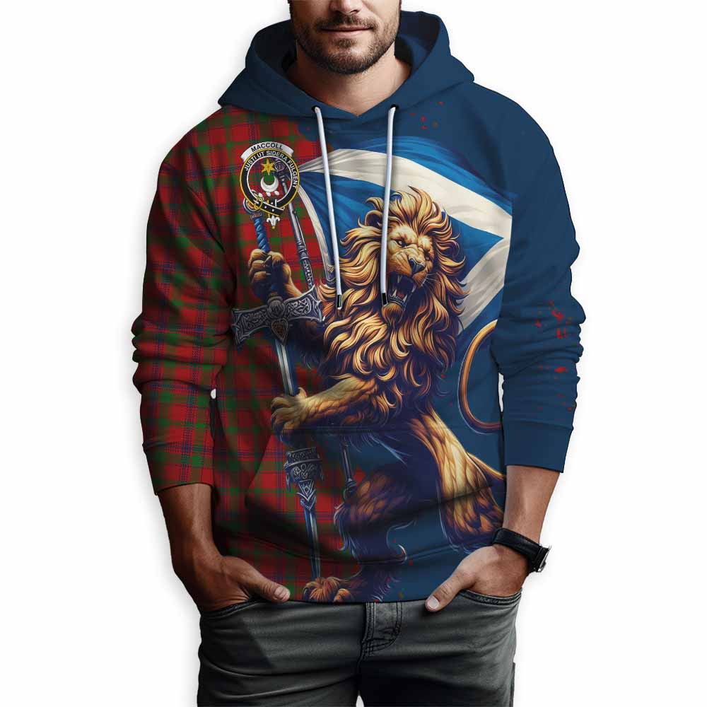 Tartan Vibes Clothing MacColl (McColl) Tartan Family Crest Hoodie with Scottish Majestic Lion